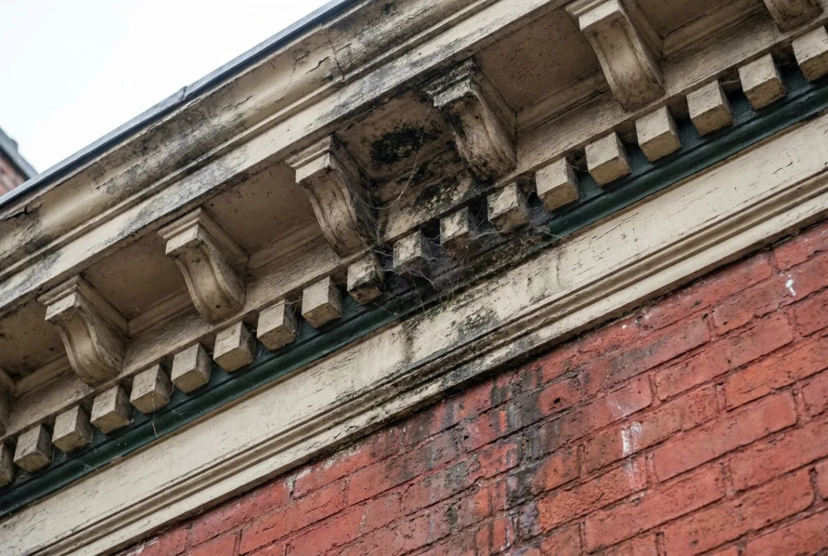 Architectural exterior detailing before