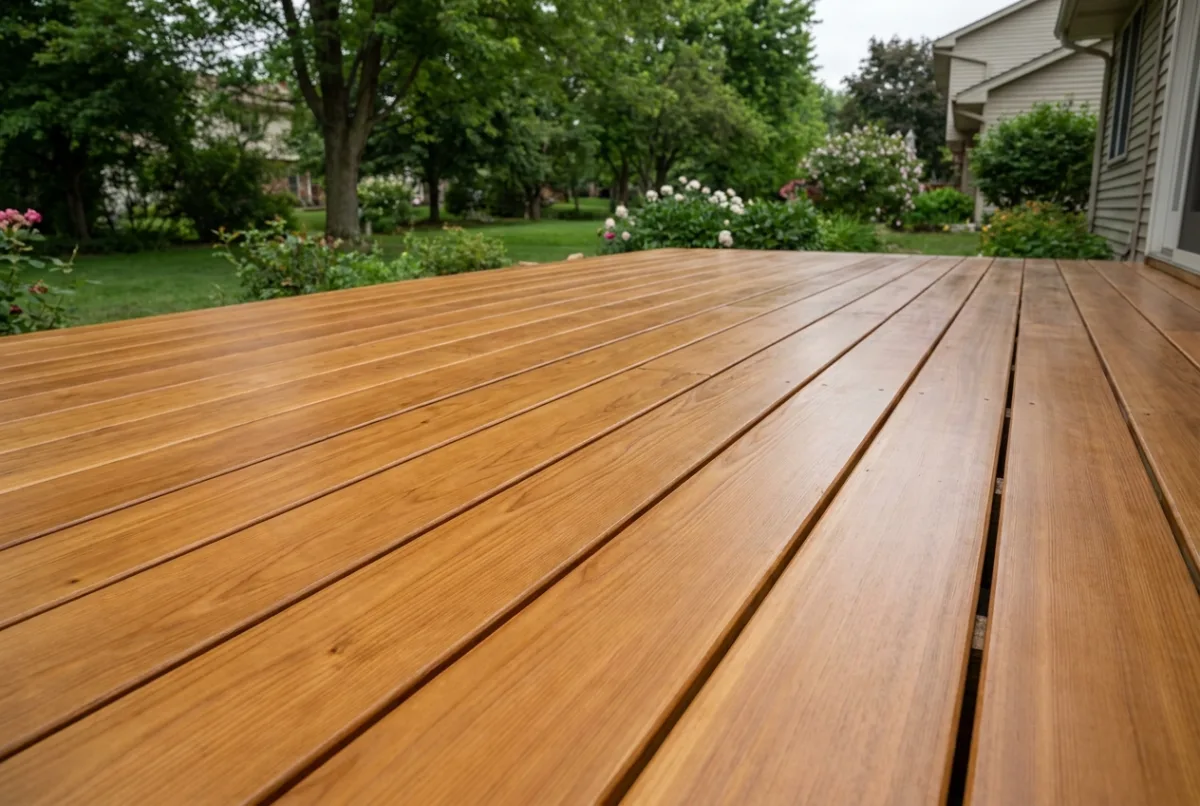 Wood deck staining after